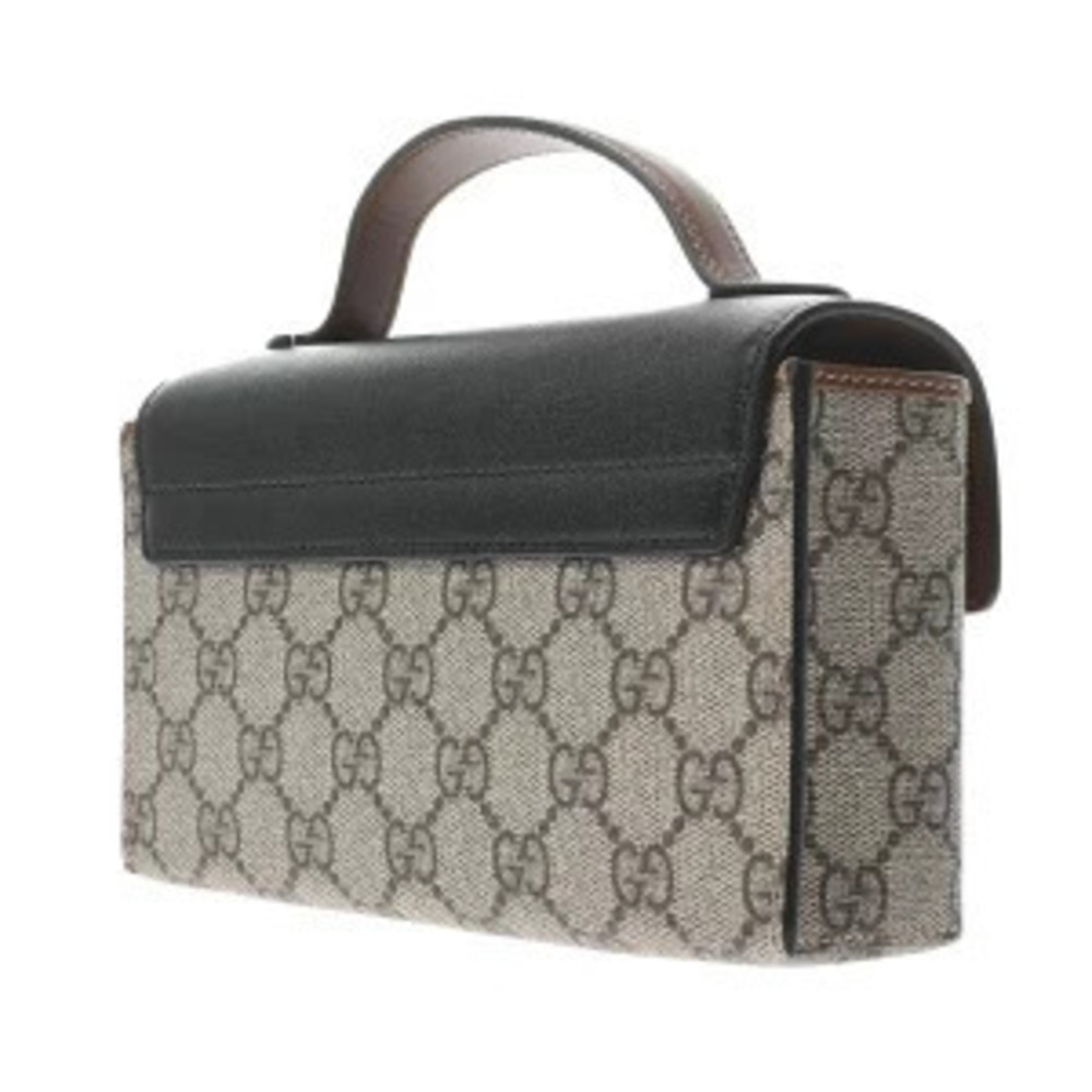 Gucci Padlock Brown Canvas Bag Beige GG Shoulder Leather Supreme Ebony